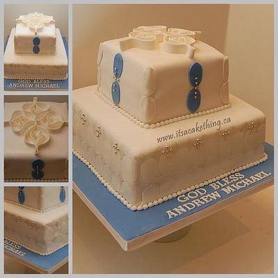 Blue Baptism Cake  - Cake by It's a Cake Thing 