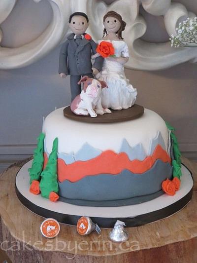 Mountain Themed Wedding Cake and Cupcakes - Cake by erinCA