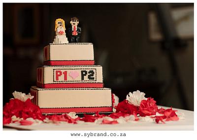 Geeky 8-bit themed Wedding Cake - Cake by Robyn