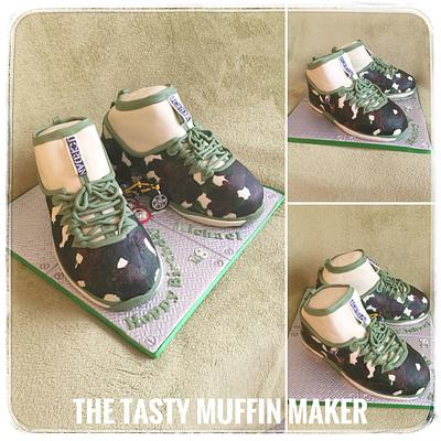 Camouflage bespoke style Jordan trainers cake  - Cake by Andrea 
