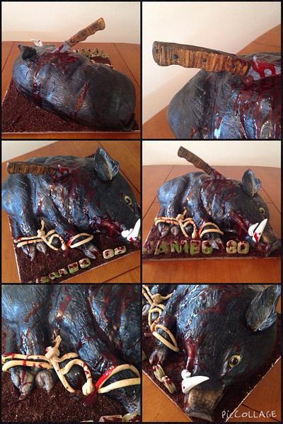 A " wild feral pig " hunting cake  - Cake by Jules Buxton 