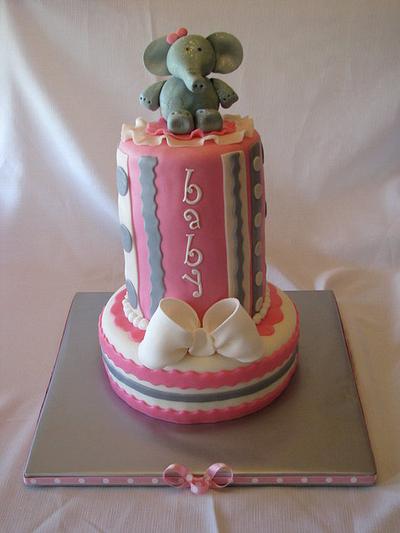 Elephant Themed Baby Shower Cake - Cake by sweetpeacakemom