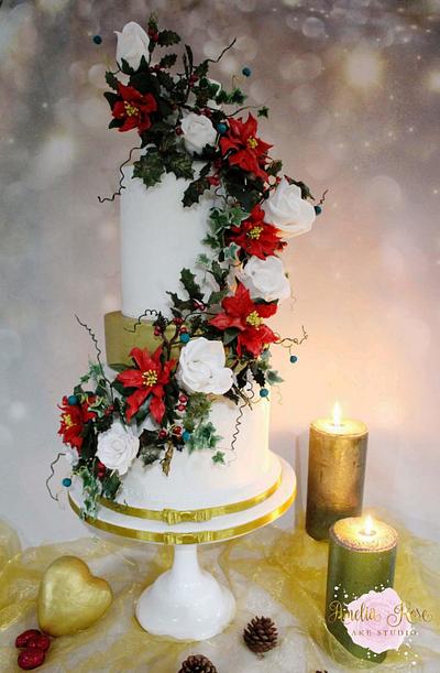Winter wedding baby gender reveal. - Cake by Amelia Rose Cake Studio