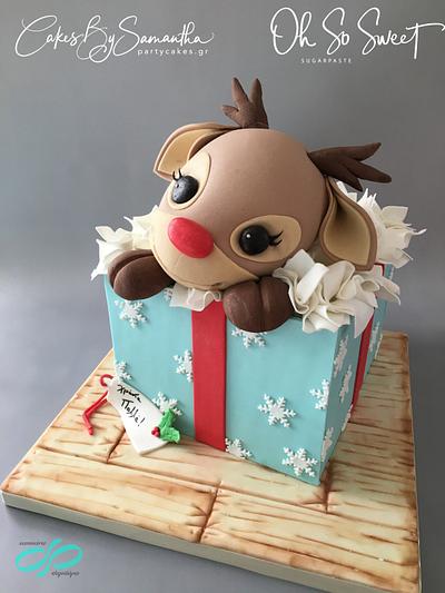 Rudolph Gift Box Cake! - Cake by Cakes By Samantha (Greece)