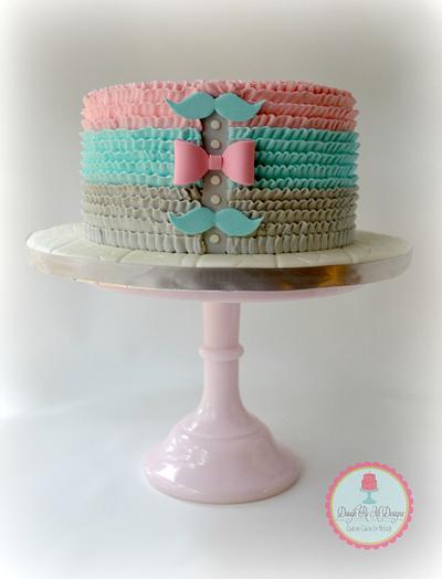 Mustache and Bows Gender Reveal Cake - Cake by Melody Pierce