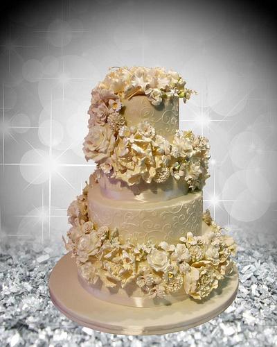 Wedding cake with peonies - Cake by The House of Cakes Dubai