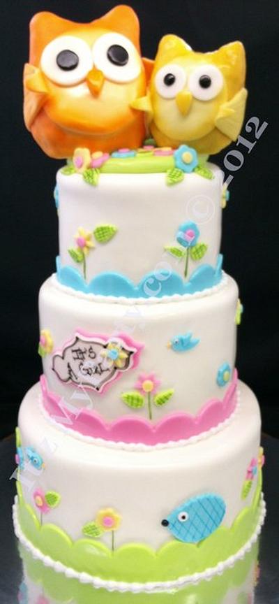Happi Tree Owl Shower Cake - Cake by It'z My Party Cakery