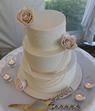 Ivory, Lace & Pearls - Cake by Rebellyous Cake Co