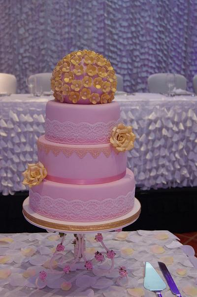 Pink & Gold wedding cake  - Cake by Natalie Dickinson 