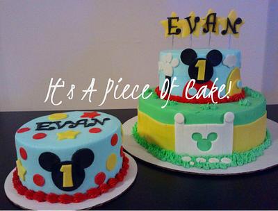 Mickey Mouse Cake and Smash Cake, Buttercream Icing - Cake by Rebecca