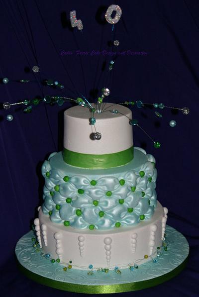 Aqua and Green 40th - Cake by Suzanne Readman - Cakin' Faerie