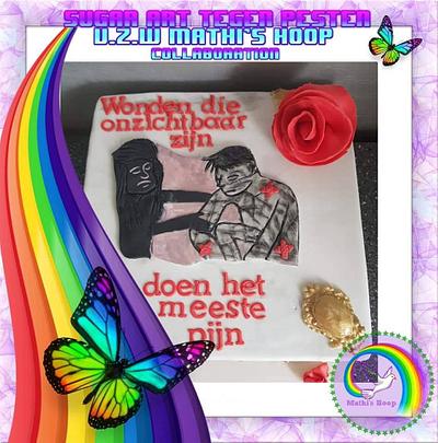Sugar art tegen pesten vzw Mathi's hoop - collaboration - Cake by Dominiquestaarten