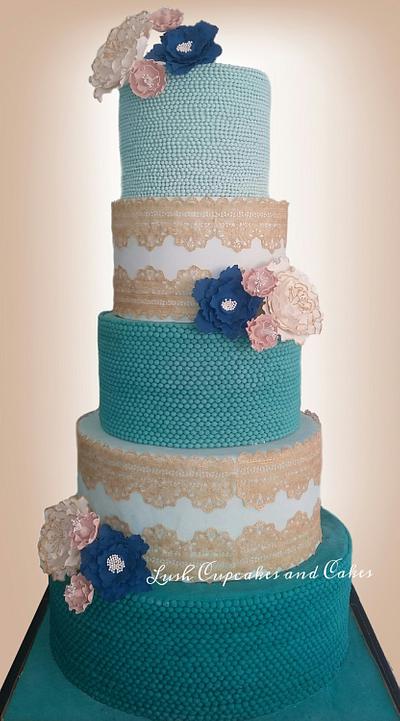 Ombré Beads and Gold Lace Birthday Cake - Cake by lushcupcakesph