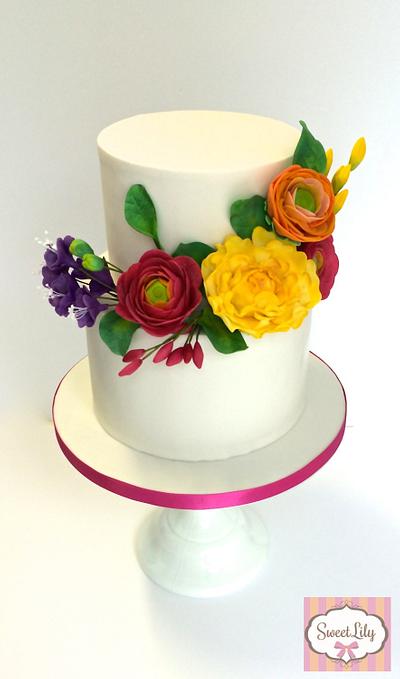 Colorful flowers for a christening cake - Cake by Sweet Factory 