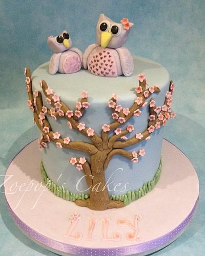 Owls and cherry blossom  - Cake by Zoepop