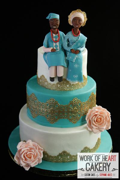 Nigerian Engagement Cake  - Cake by Stephanie Ables