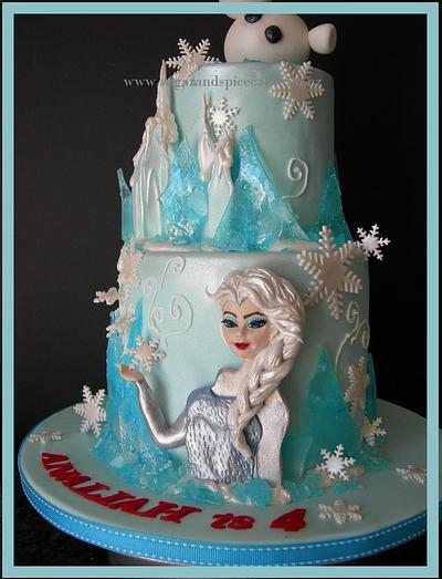"Disney Frozen" inspired cake  - Cake by Mel_SugarandSpiceCakes