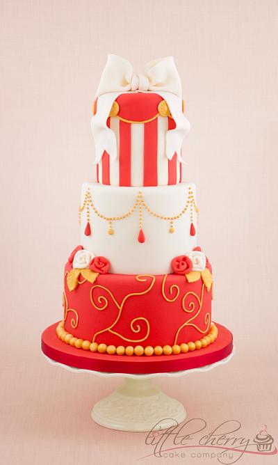 Red, Ivory and Gold - Cake by Little Cherry