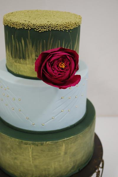 green & gold wedding cake - Cake by Ponona Cakes - Elena Ballesteros