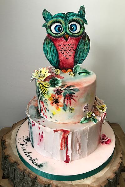 Painted Owl Cake - Cake by Art Bakin’