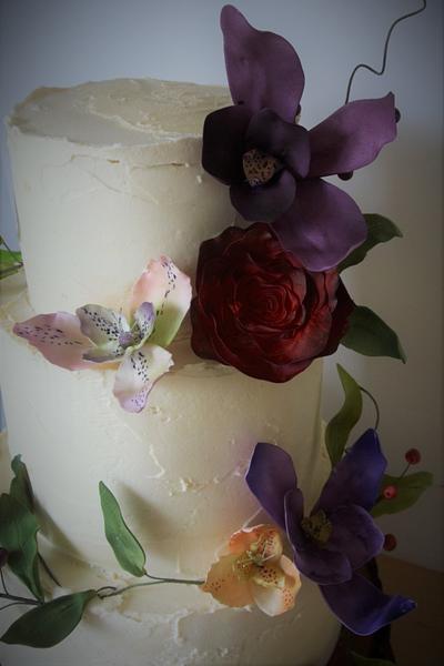 Rustic autumn wedding with orchids and alstroemeria - Cake by Happyhills Cakes