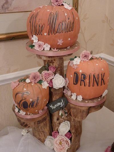 "Eat,Drink, We're Married" Pumpkins  - Cake by Dawn and Katherine