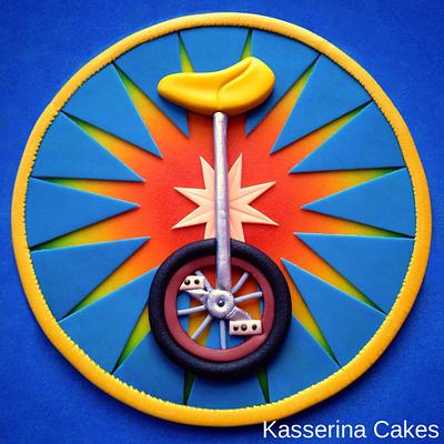 6" Unicycle plaque - Cake by Kasserina Cakes
