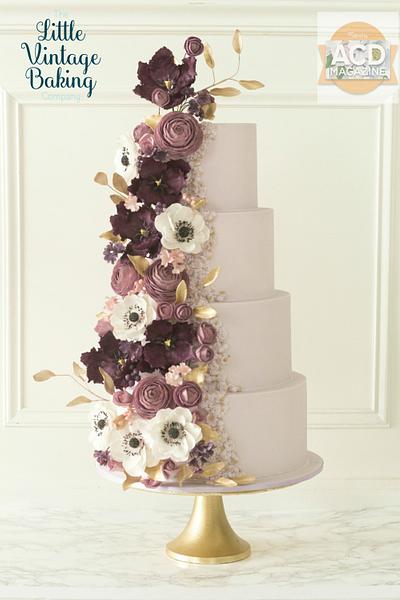 Purple bas relief wedding cake - Cake by Ashley Barbey