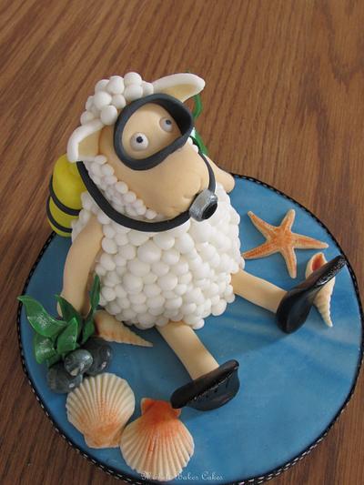 Diving Sheep Cake Topper - Cake by MicheleBakesCakes