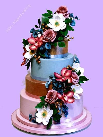 Wedding cake colour burst - Cake by Ellie @ Ellie's Elegant Cakery