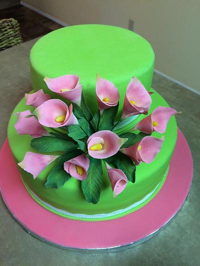 Pink Calla Lily Cake - Cake by Sweet Art Cakes