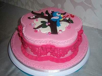 Pink cake with tree and bird - Cake by Take a Bite