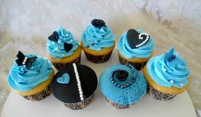 Blue and Black Vintage Inspired Cupcakes - Cake by Sugar Me Cupcakes