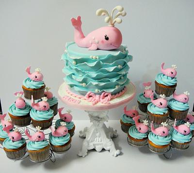 Whale cake and cupcakes  - Cake by Zohreh