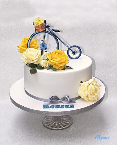 With paper roses and bicycle - Cake by Zuzana Bezakova