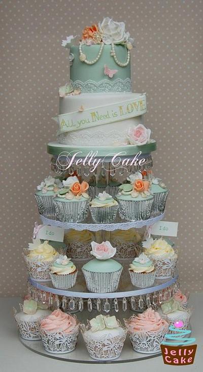 Vintage Pearls and Roses Wedding Cake - Cake by JellyCake - Trudy Mitchell