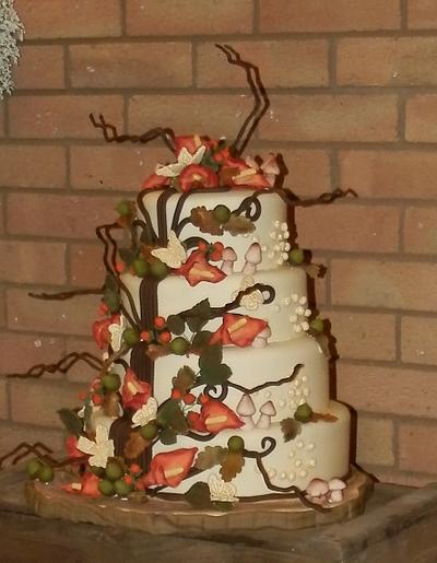 Autumn wedding cake with cala style lilies - Cake by barbscakes
