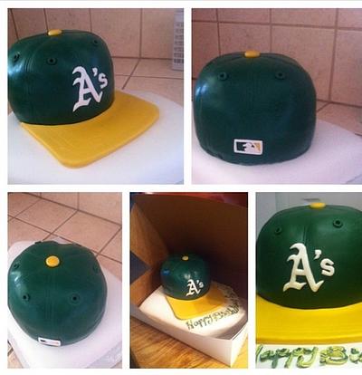 Oakland Athletics Ball Cap Cake on homeplate - Cake by Str8up 