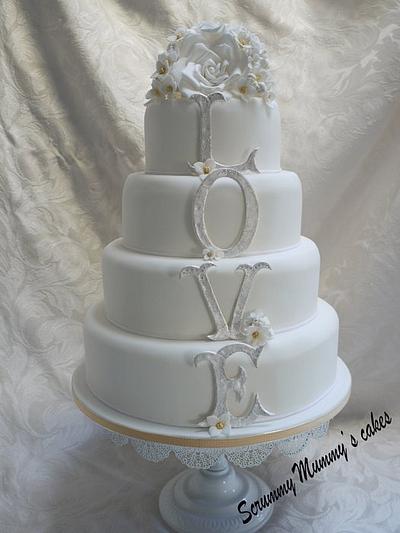 4 Tier Monogram 'LOVE' Wedding Cake - Cake by Scrummy Mummy's Cakes