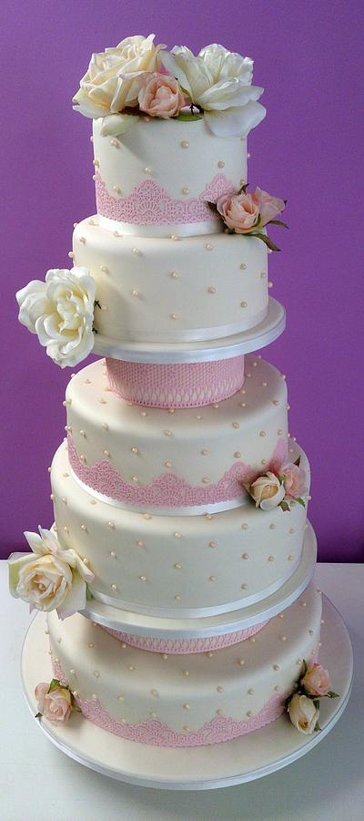 5 Tier Wedding Cake - Cake by Hayley-Jane's Cakes