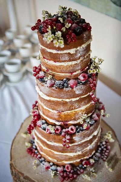 Naked wedding cake with berries - Cake by Cherish Cakes by Katherine Edwards
