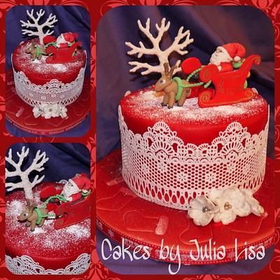 Father Christmas on his sleigh 2 - Cake by Cakes by Julia Lisa