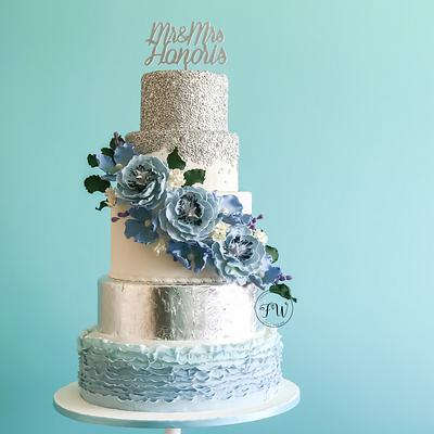 Mr & Mrs Honoris' SilverBlue Wedding - Cake by fransiskaw