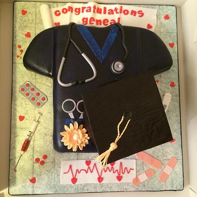 Nurse graduation cake - Cake by Elaine - Ginger Cat Cakery 