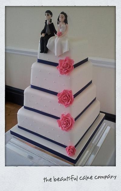 Bride & Groom topped wedding cake  - Cake by lucycoogancakes