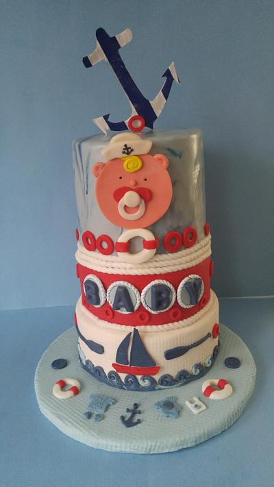 Nautical Baby Shower Cake - Cake by June ("Clarky's Cakes")