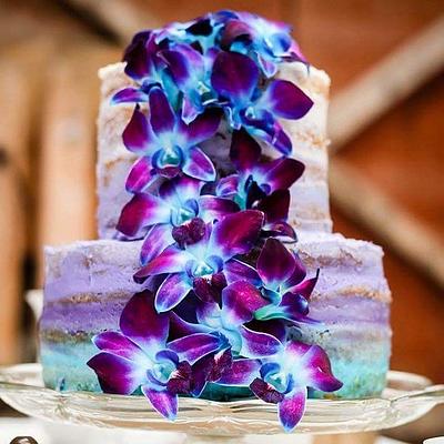Something Blue Semi-Naked Rustic Wedding Cake  - Cake by Tiffany DuMoulin
