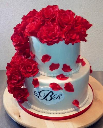 My First Pro Wedding Cake Ever! (Gumpaste Rose Cake) - Cake by Maria @ RooneyGirl BakeShop