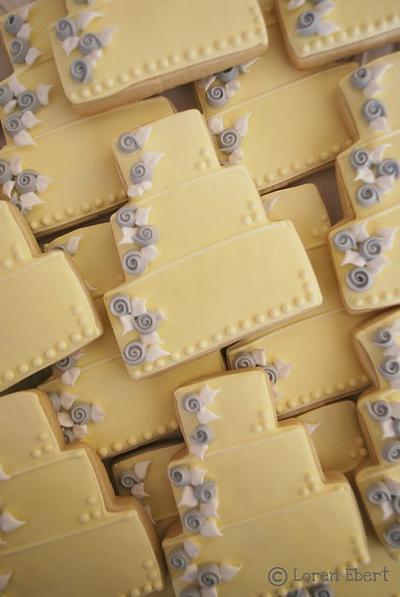 Yellow & Gray Wedding Cake Cookies! - Cake by Loren Ebert