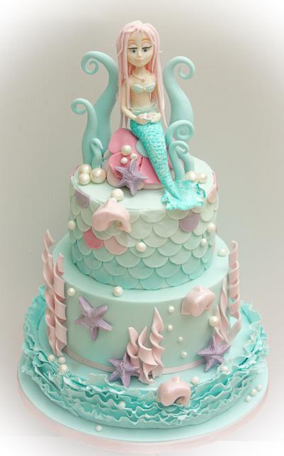 Mermaid and dolphins - Cake by Samantha's Cake Design